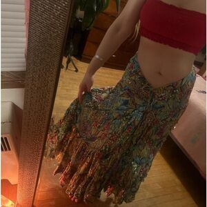 Vintage beaded boho skirt. Farm Rio VIBES!